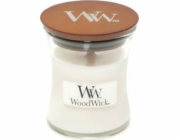 Svíčka oválná váza WoodWick, Bílý teak, 85 g