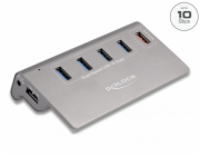 Delock USB 10 Gbps Hub mit 4 USB Typ-A Ports + 1 Schnellladeport, USB-Hub 64182