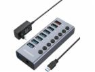 Graugear USB HUB Graugear 7portový USB-A 3.0 HUB + 1x Lad...