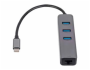 Akyga Hub USB type C - USB 3.0 3-port + Ethernet