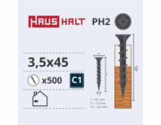 Vruty do dřeva Haushalt, 3,5 x 45 mm, PH2, 500 ks.