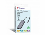 VERBATIM Hub USB-C Pro Multiport 5 Port, 2x USB 3.2, 1x USB-C, HDMI, RJ45, šedá