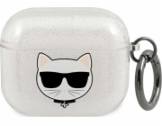 Ochranné pouzdro Karl Lagerfeld KLA3UCHGS Glitter Choupette pro AirPods 3 stříbrné