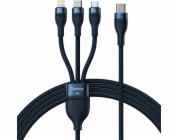 Baseus USB-C - USB-C + microUSB + Lightning kabel 1,5 m Modrý (CASS030203)