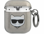 Karl Lagerfeld Ochranné pouzdro KLA2UCHGK Glitter Choupette pro AirPods 1/2 šedé