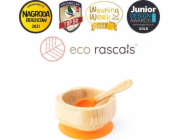 ECO RASCALS ECORASCALS Bambusová miska, tmavě oranžová, s přísavkou a lžičkou jedné velikosti