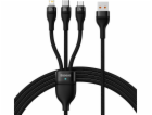 Baseus USB-A - USB-C + microUSB + Lightning kabel 1,2 m č...