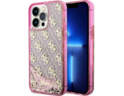 Guess pouzdro Guess GUHCP14LLC4PSGP Apple iPhone 14 Pro růžové/růžové pevné pouzdro Liquid Glitter 4G Transculent