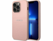 Proužky s kovovým logem Guess Guess Saffiano – pouzdro na iPhone 14 Pro (růžové)