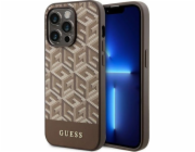 Guess Guess pouzdro GUHMP14LHGCFSEW Apple iPhone 14 Pro hnědé/hnědé pevné pouzdro GCube Stripes MagSafe