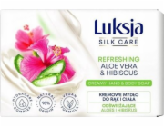 Sarantis Luksja Silk Care osvěžující krémové tyčinkové mýdlo na ruce a tělo - Aloe a ibišek 100g