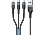 Foneng USB kabel USB-A - USB-C + micro-B + Lightning 1 m černý (X51 3 v 1 / černý)