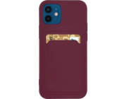 Hurtel Card Case Silikonové pouzdro na peněženku se slotem na kartu Dokumenty pro Samsung Galaxy A42 5G Burgundy