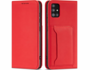 Pouzdro Hurtel Magnet Card Case pro Samsung Galaxy A13 5G Cover Card Wallet Card Stand Red