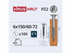 Vruty do dřeva Haushalt, 6 x 150/60-72 mm, ZN, PZ3, 100 ks.