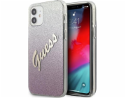 Pouzdro Guess Guess GUHCP12SPCUGLSPI Apple iPhone 12 mini růžové/růžové pevné pouzdro Glitter Gradient Script