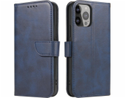 Pouzdro Hurtel Wallet s klopou a stojánkem pro iPhone 15 Plus Magnet Case - modré