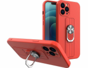 Silikonové pouzdro Hurtel ETUI Ring Case s uchopením na prst a stojánkem pro Xiaomi Poco M4 Pro 5G červené CASE