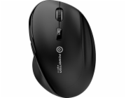 Myš Powerton Myš Powerton CLOE, 1600DPI, 2,4 [GHz], optická, třída 6, bezdrátová, černá, 1 ks AA, ergonomická