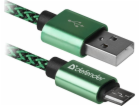 USB Defender USB-A - microUSB kabel 1 m Zelený (87804)