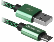 USB Defender USB-A - microUSB kabel 1 m Zelený (87804)