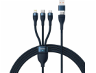 Baseus USB kabel USB-A + USB-C - USB-C + microUSB + Light...