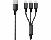 USB kabel 2GO 2GO 3v1 USB Ladekabel - černý - 150 cm pro USB Type-C