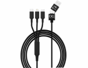 USB kabel USB-A + USB-C - USB-C + microUSB + Lightning 1,2 m černý (SMRTER_HYDRA_ULT_BK)