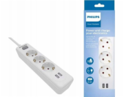 Philips PHILIPS PRODLUŽOVACÍ NAPÁJECÍ KABEL PRŮZKUM NAPÁJECÍ PÁSEK BÍLÁ 3 ZÁSUVKY 2XUSB 2M SPN3032WA/60