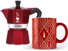 Kávovar BIALETTI DECO GLAMOUR Moka Express 3tz + hrnek Red