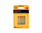 Baterie Kodak AAA ULTRA PREMIUM alkalická 4 ks, blistr