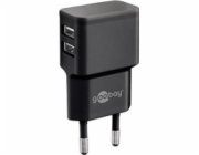 Goobay Napájecí a nabíjecí adaptér 230V na 2x USB, max.2,4A, černý