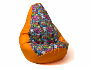 Sako bag pouffe Potisk hrušek oranžovo-víla 2 XXL 140 x 100 cm