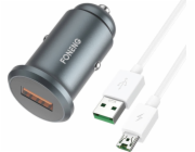 Nabíječka do auta Foneng C15, USB, 4 A + kabel USB na micro USB (šedá)