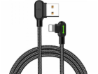 Úhlový kabel USB Lightning Mcdodo CA-4674 LED, 0,5 m (černý)