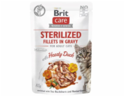 BRIT Care Cat Sterilized Hearty Duck Pouch - vlhké krmivo pro kočky - 85 g