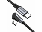 UGREEN USB-C to Angled USB2.0-C Round Cable 1m Gray Black