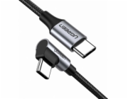 UGREEN USB-C to Angled USB2.0-C Round Cable 1m Gray Black