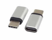 PremiumCord Adaptér USB-C Female - USB-C Male, stříbrná