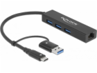 USB 3.2 Gen 1 Hub mit 3 Ports und Gigabit LAN und USB-C/A...