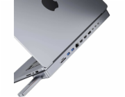 Dokovací stanice / rozbočovač USB-C pro MacBook Pro 13" / 14" INVZI MagHub 12v2 se zásobníkem SSD (šedá)