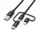 Cable Choetech IP0030, MFi 3in1, USB-A/Lightning/Micro US...