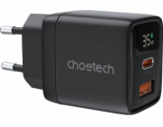 Wall charger GAN3 USB-A+C PD35W Choetech PD6052 (black)