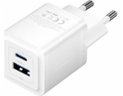 Wall charger, Vention, FEQW0-EU,  USB-C + USB- A,  30W/30W , GaN (white)