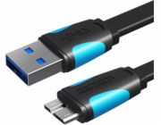 Flat USB 3.0 A to Micro-B cable Vention VAS-A12-B025 0.25m Black