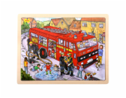 Bigjigs Toys Dřevěné puzzle hasiči 24 dílků