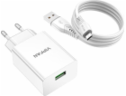 Nástěnná nabíječka VFAN E03, 1x USB, 18W, QC 3.0 + kabel ...