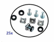 Montážní sada M6 do rozvaděčů - 25ks (100x šroubek + 100x matka + 100x podložka), délka šroubu 20mm