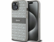 DKNY  DKHCP15MPRTHSLE iPhone 15 Plus / 14 Plus 6,7 béžové/béžové pevné pouzdro Kožený mono pruh a kovové logo