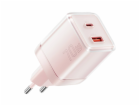 Wall charger Yueqi 70W GaN USB-C + USB-A (pink)